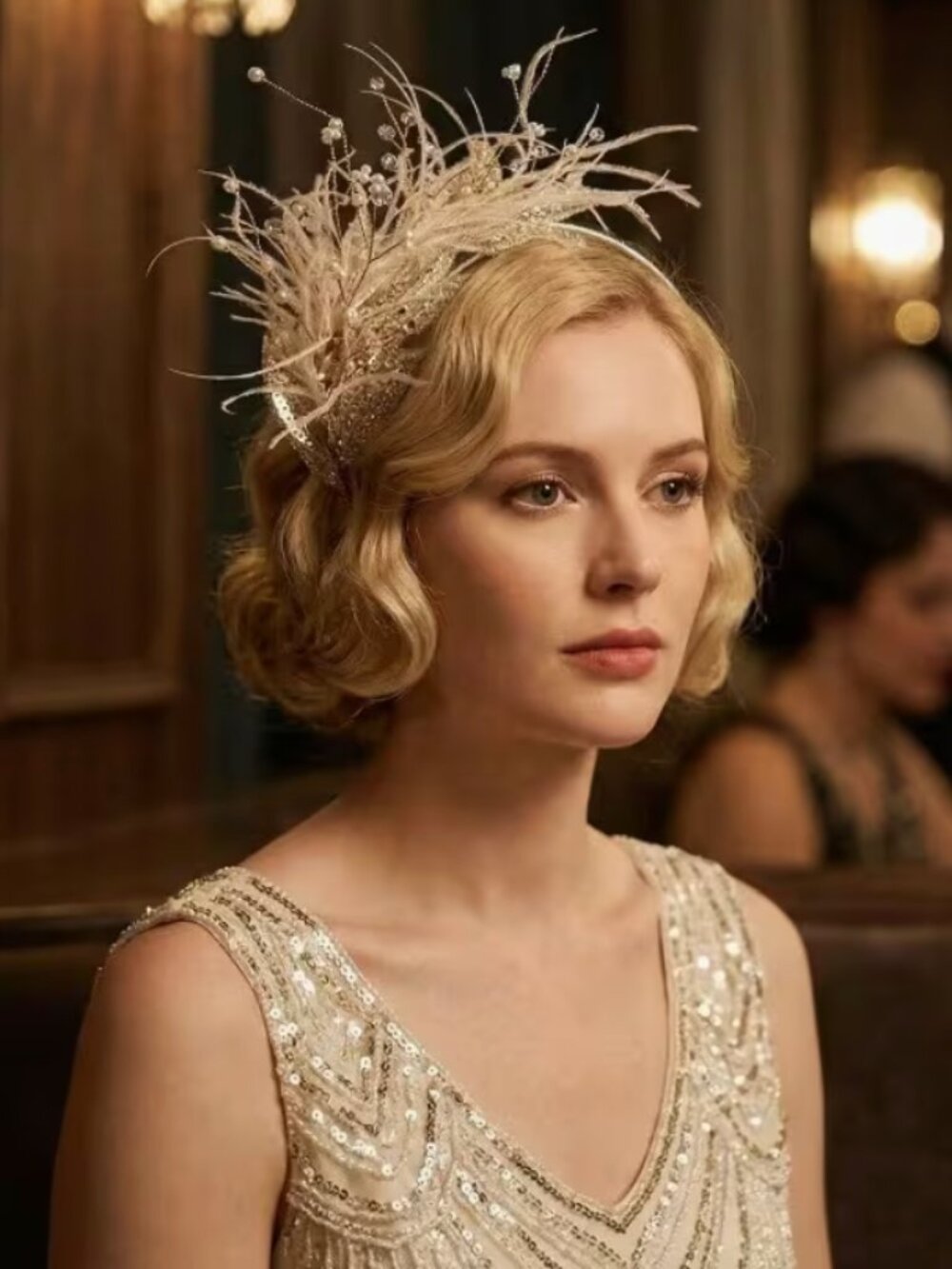 Elegant Ivory Feathered Headband